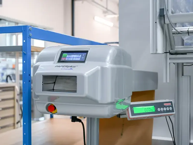 PAPERplus paper cushioning machine for sustainable packaging solutions in shipping operations