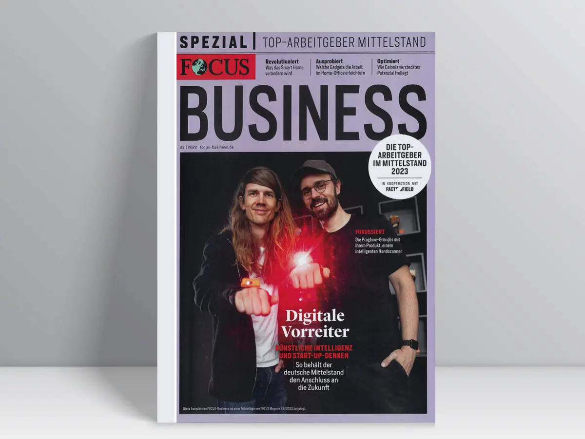 Titelseite des FOCUS BUSINESS Magazins mit dem Siegel Top Arbeitgeber Mittelstand 2023 – auch Sutter Medizintechnik gehört zu den ausgezeichneten Unternehmen.