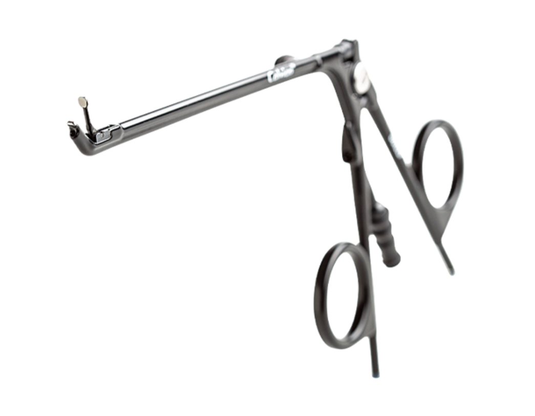 Calvian® Bipolare Zangen - Metallische bipolare Zange in Scherenform mit geradem Schaft vor weißem Hintergrund.