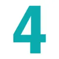 Stilisierte Zahl 4 in Türkis auf weißem Hintergrund, als visuelles Element zur strukturierten Darstellung von Inhalten auf der Sutter Medizintechnik Website.