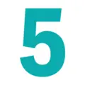 Türkisfarbene Zahl 5 als grafisches Icon auf weißem Hintergrund, zur Strukturierung von Inhalten oder zur Kennzeichnung von Punkten auf der Sutter-Website.