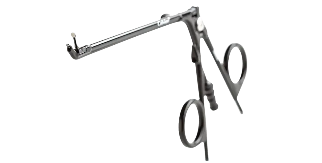 Calvian® Bipolare Zangen - Metallische bipolare Zange in Scherenform mit geradem Schaft vor weißem Hintergrund.