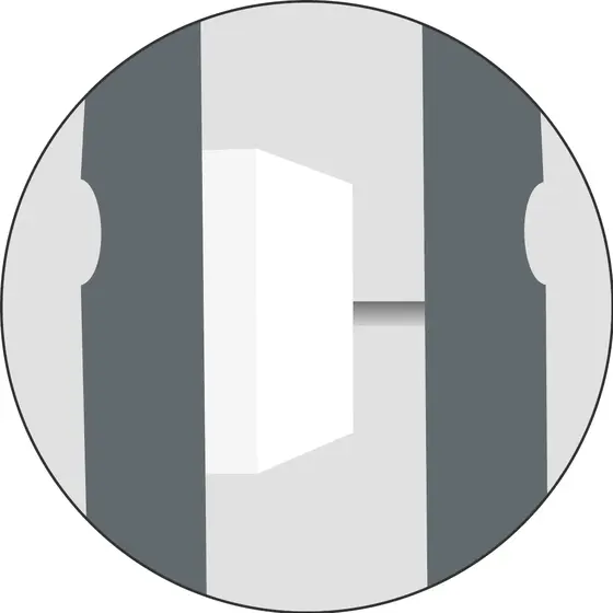 Grafische Darstellung der Guide-Stop™ - Parallelführung einer Classic bipolaren Pinzette in Nahansicht.