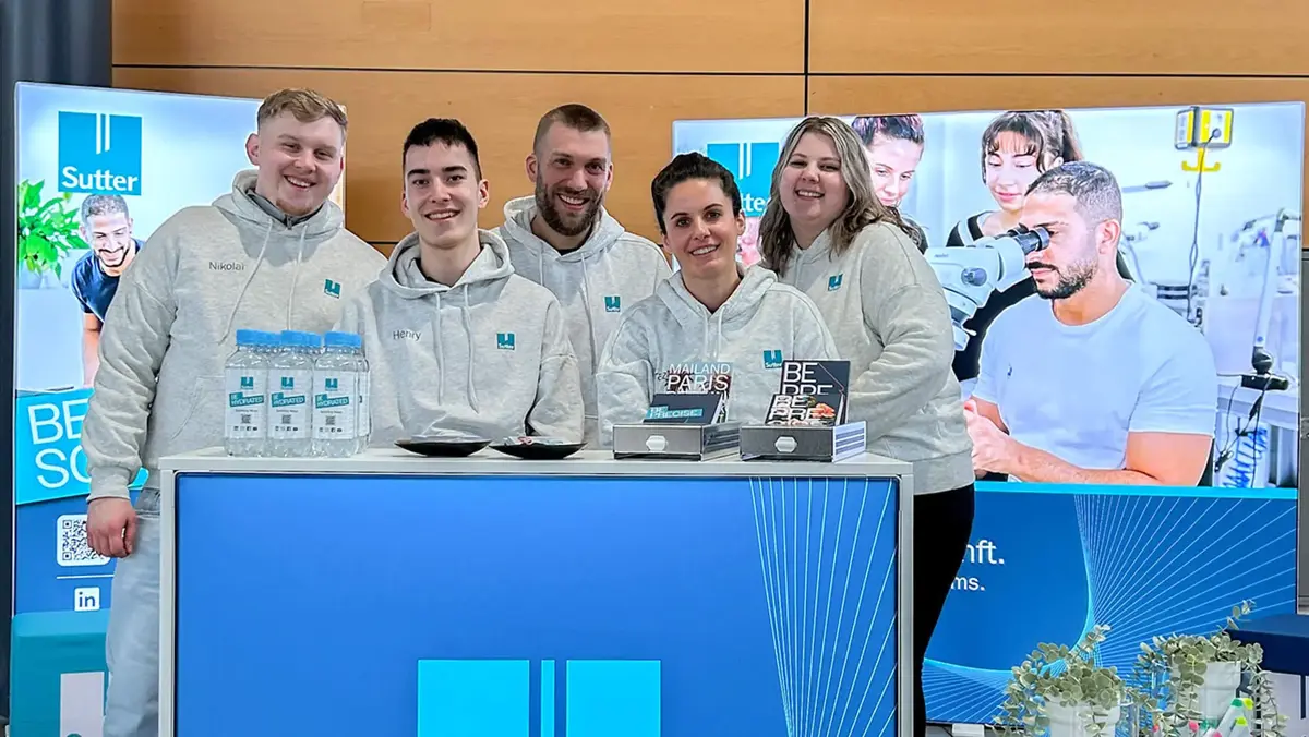 Das Sutter-Team präsentiert sich auf der Jufo Ausbildungsmesse 2024 – Informationen rund um Ausbildung, Karriere und Zukunft bei Sutter Medizintechnik.